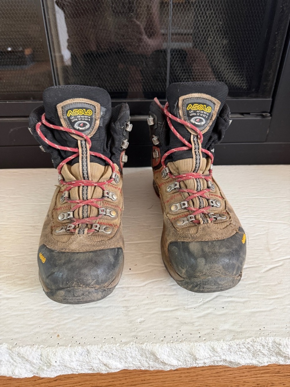 Asolo Brown and Red Hiking Boots